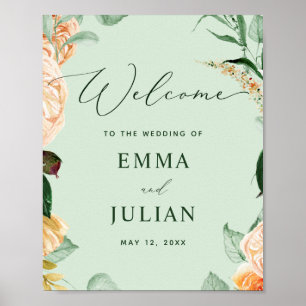 Botanical Boho Greenery Sage Wedding Welcome Sign