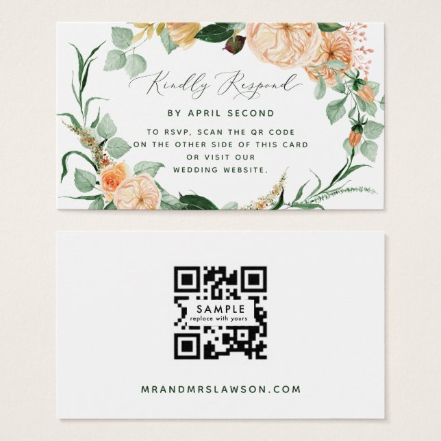 Botanical Boho Greenery Wedding QR Code RSVP Card (Front & Back)