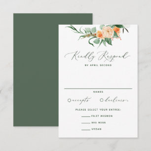 Botanical Boho Neutral Greenery Floral Wedding RSVP Card