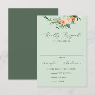Botanical Boho Neutral Greenery Sage Green Wedding RSVP Card