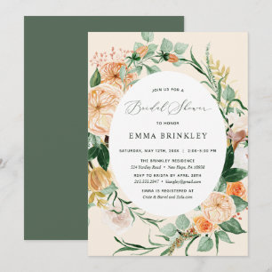 Botanical Boho Neutral Peach Floral Bridal Shower Invitation