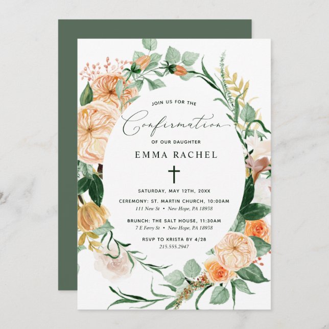 Botanical Boho Personalized Greenery Confirmation Invitation (Front/Back)