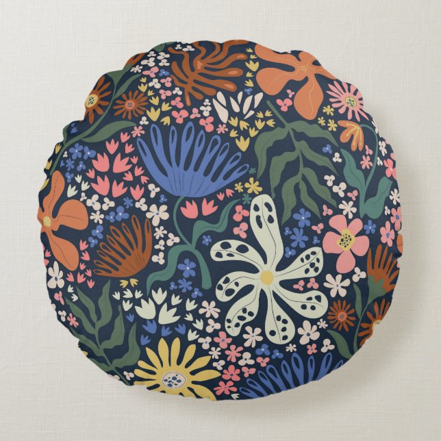 Botanical Boho Round Pillow (Front)