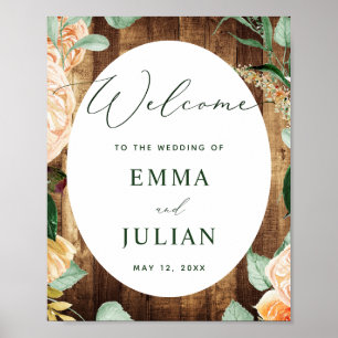 Botanical Boho Rustic Barn Wedding Welcome Sign