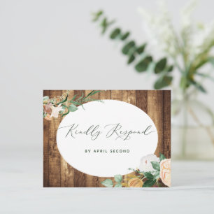 Botanical Boho Rustic Farmhouse Barn Wedding RSVP Invitation Postcard