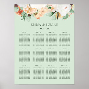 Botanical Boho Sage Floral Wedding Seating Chart 