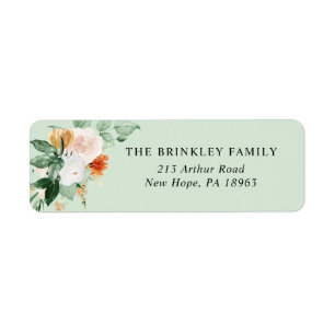 Botanical Boho Sage Green Floral Return Address