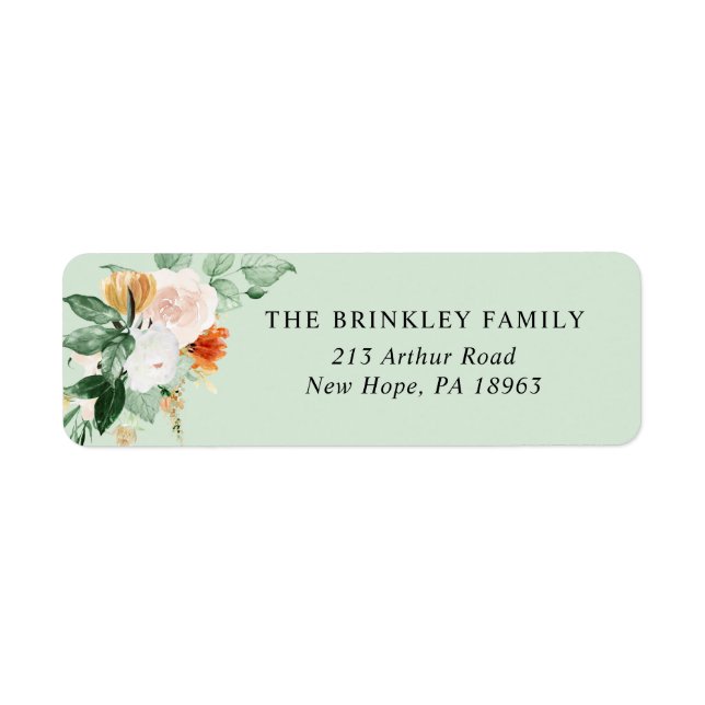 Botanical Boho Sage Green Floral Return Address (Front)