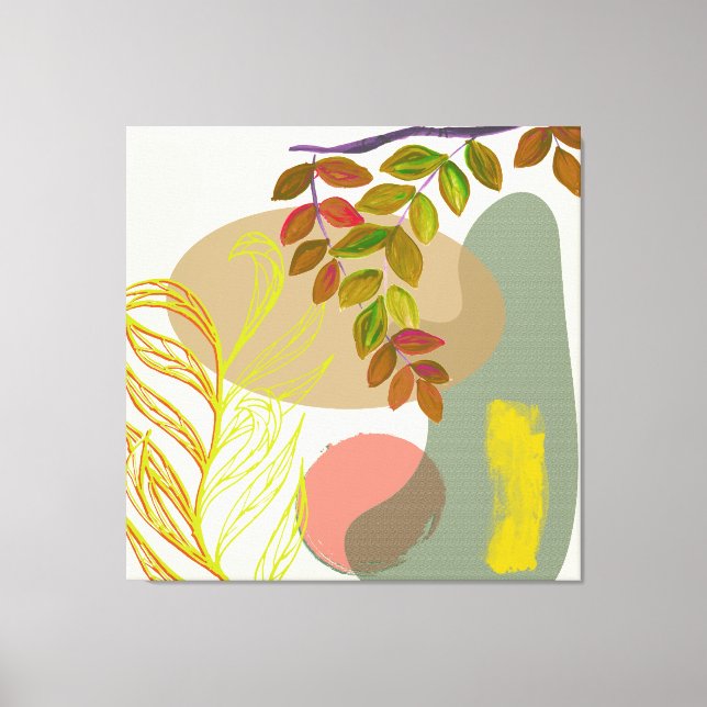 Botanical Boho Yellow Green Canvas Print (Front)