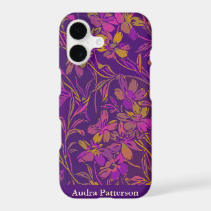 Botanical Bold Floral Pattern Purple Personalized