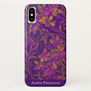 Botanical Bold Floral Pattern Purple Personalized Case-Mate iPhone Case