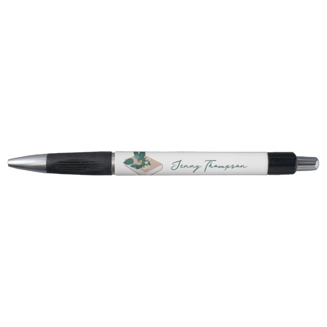 Botanical Books & Library Reading Custom Name Pen (Front)