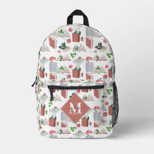Botanical Books & Library Reading Monogram Printed Backpack