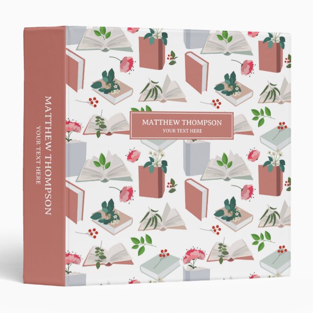 Botanical Books & Library Reading Pattern Binder (Front/Spine)