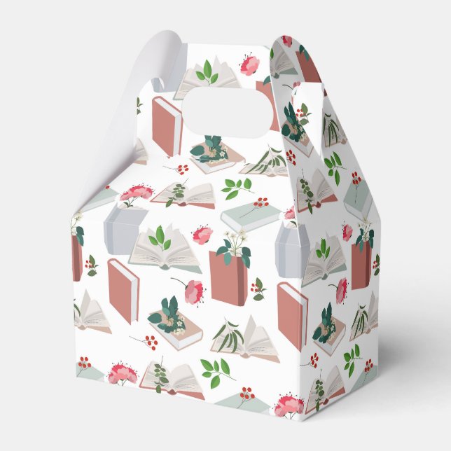 Botanical Books & Library Reading Pattern Favor Box (Front Side)