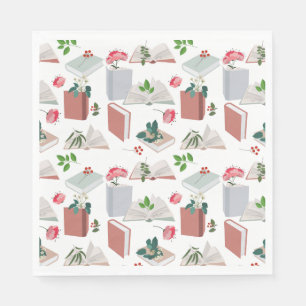 Botanical Books & Library Reading Pattern Napkin