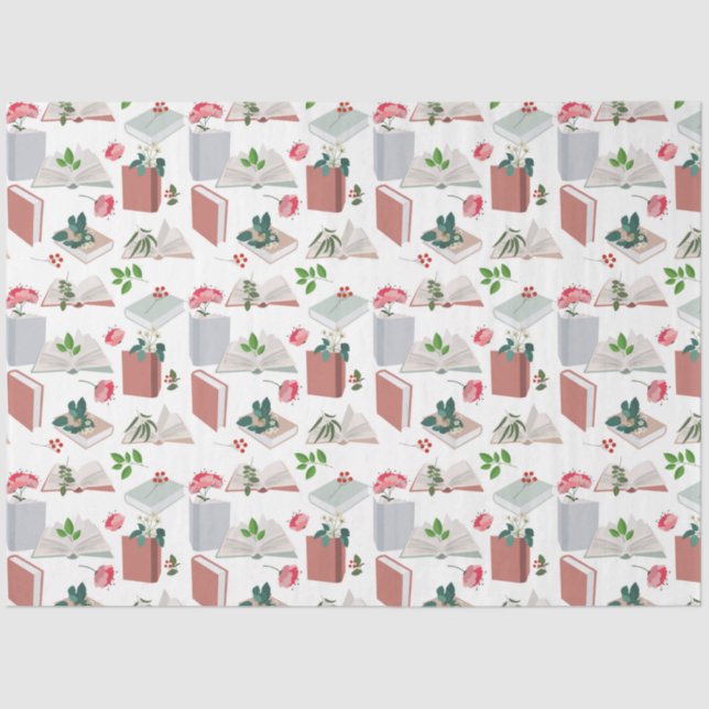 Botanical Books & Library Reading Pattern Tissue Paper (Front)