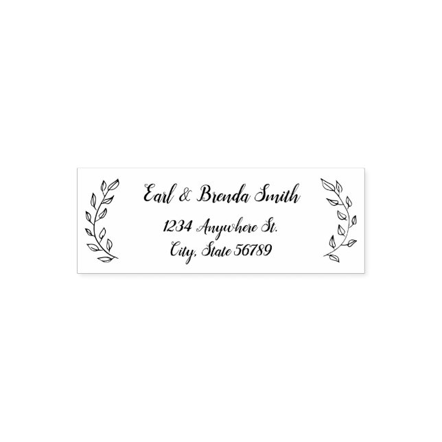 Botanical Border Script Return Address Self-inking Stamp (Design)
