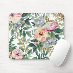 Botanical Bouquet Watercolor Eucalyptus Leaves Mouse Pad