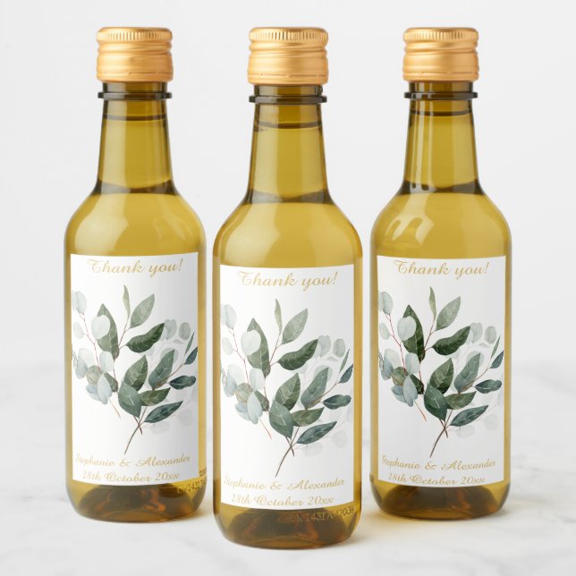 BOTANICAL BOUQUET WHITE CUSTOM WINE LABEL (Bottles)