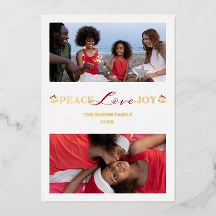 Botanical Branches Christmas Custom Photo Script  Foil Holiday Card