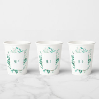 Botanical Branches watercolor theme Bright colors Paper Cups