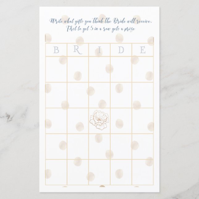 Botanical Bridal Bingo Game (Front)