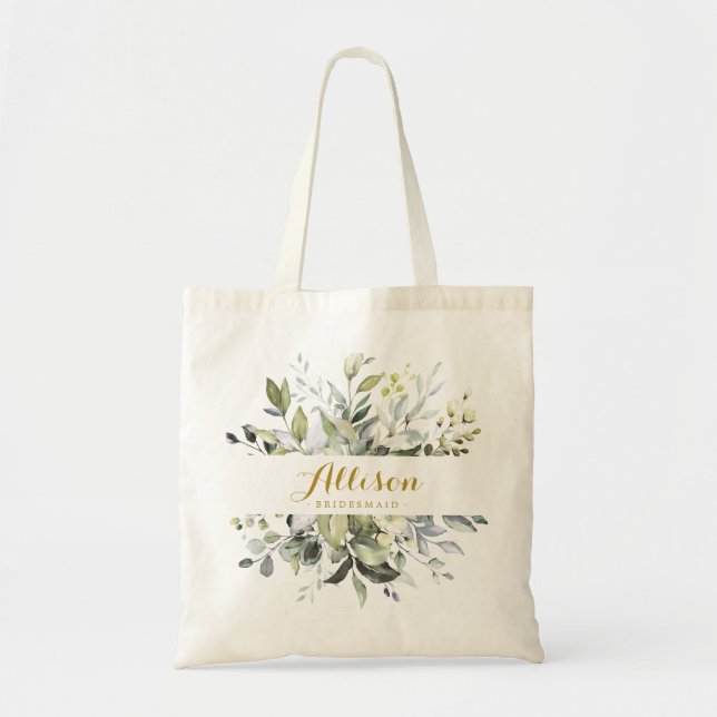 botanical Bridesmaid Personalized Tote Bag (Front)