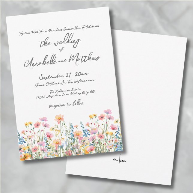 Botanical Bright Colourful Wildflowers Wedding Invitation (Botanical Bright Colorful Wildflowers Wedding Invitation)