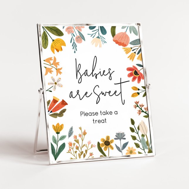Botanical Bright Wildflower Babies are Sweet Poster (Botanical Bright Wildflower Baby Shower Babies are Sweet Sign
)