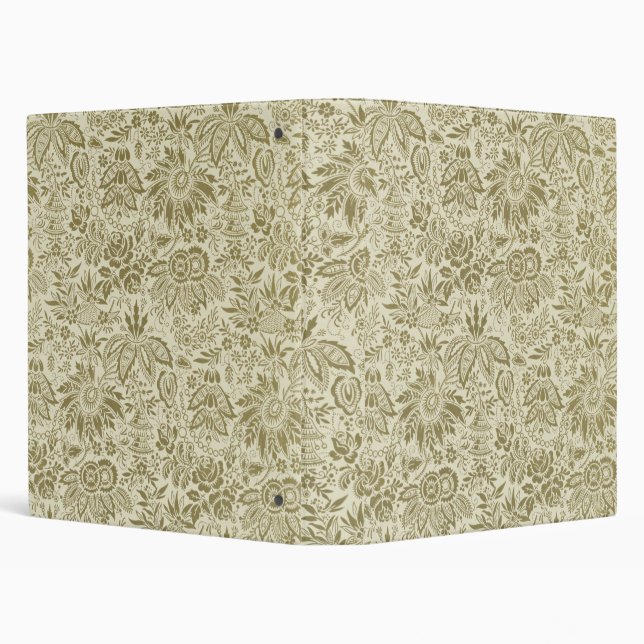 Botanical Brocade Toile Floral Green Sage Pattern Binder (Background)