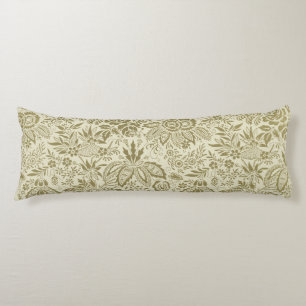 Botanical Brocade Toile Floral Green Sage Pattern Body Pillow