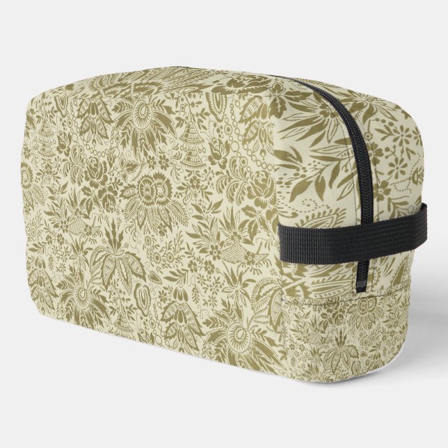 Botanical Brocade Toile Floral Green Sage Pattern Dopp Kit (Left Corner)