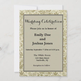 Botanical Brocade Toile Floral Green Sage Pattern Invitation