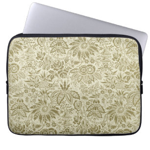 Botanical Brocade Toile Floral Green Sage Pattern Laptop Sleeve
