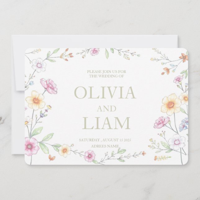 BOTANICAL BUDGET WEDDING INVITATION (Front)