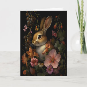 Botanical Bunny Dark Gothic Cottagecore, Dark Card
