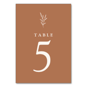 Botanical Burnt Orange Weddin Table Number