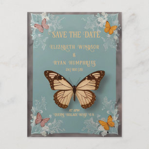 Botanical Butterfly Wedding Invitation Postcard