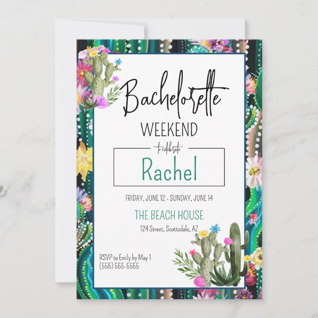 Botanical Cactus+Florals I Invitation (Front)