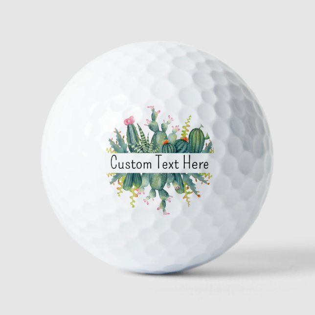 Botanical Cactus Watercolor Design Golf Balls (Front)