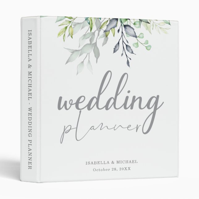 Botanical Calligraphy Wedding Planner Binder (Front/Spine)
