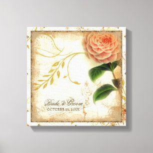 Botanical Camellia Customized Wedding Personalized Canvas Print