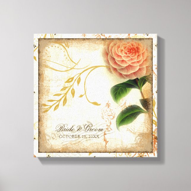 Botanical Camellia Customized Wedding Personalized Canvas Print (Front)