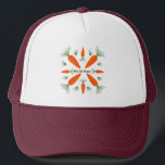 Botanical Carrots Collection Trucker Hat<br><div class="desc">Botanical Carrots Collection featuring hand-drawn orange carrots with fresh green tops on soft neutral backgrounds. A natural garden-inspired design perfect for kitchen decor,  stationery,  and gifts for vegetable lovers.</div>
