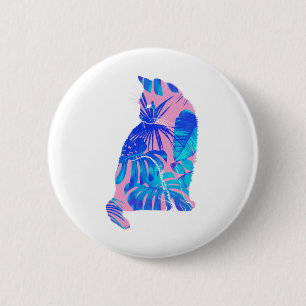 botanical cat 2 inch round button
