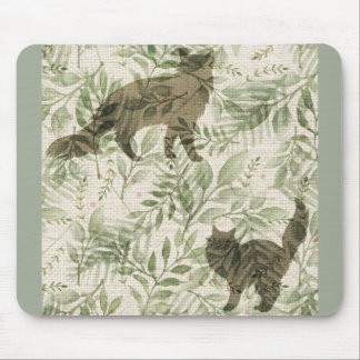 botanical cats mouse pad