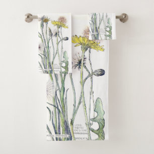 Botanical Catsear Wildflowers Bath Towel Set