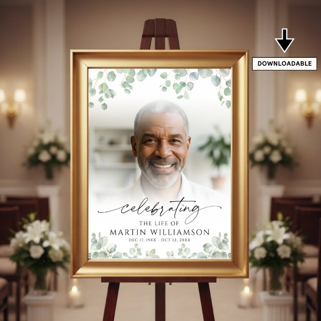 Botanical Celebrating the Life of Photo Funeral Poster (Creator Uploaded)