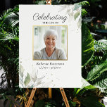 Botanical Celebration of Life Photo Funeral Poster<br><div class="desc">This beautiful memorial poster is perfect for greeting family friends as they enter your loved one's celebration of life. The design features a photo framed by pretty botanical leaves and 3 lines of customized text. Classic and simple - this template is so easy to personalize and will make a wonderful...</div>